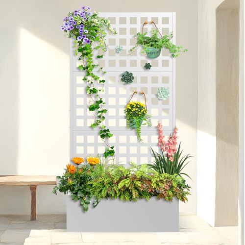 TUYOHW Metal Planter Box with Trellis